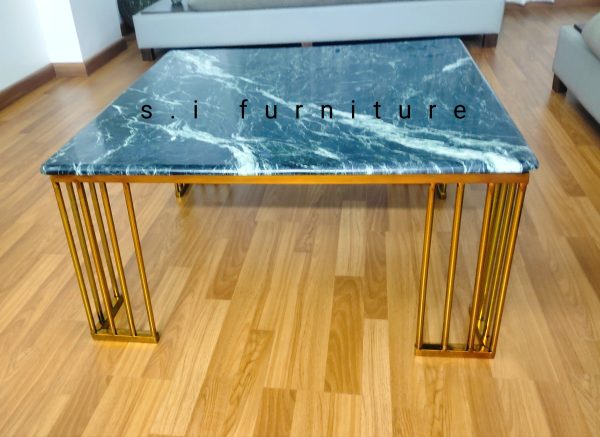 Square Centre Table Stainless steel frame with marble top - Image 2