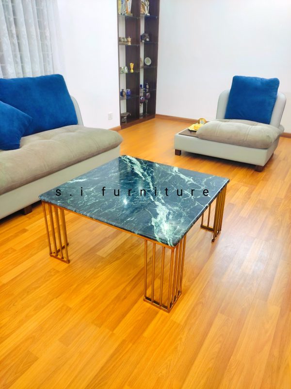 Square Centre Table Stainless steel frame with marble top - Image 5