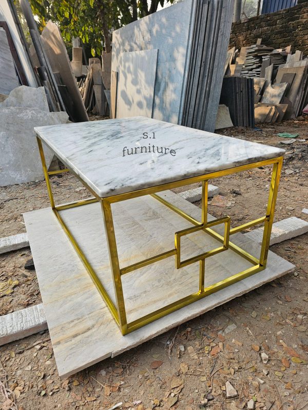 Coffe table stainless steel frame with marble top - Image 2