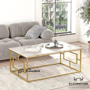 Coffe table stainless steel frame with marble top