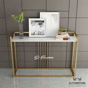 Consol Table metal frame with marble top