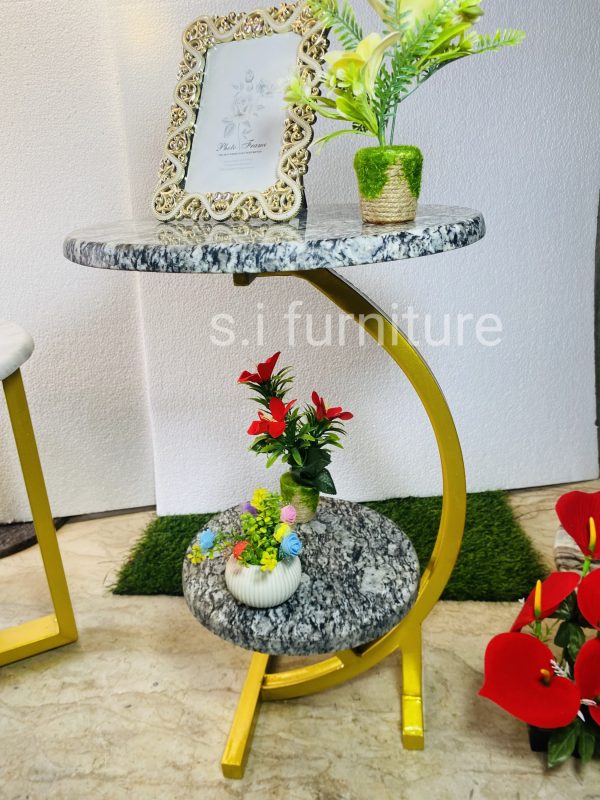 Side table metal frame with marble top - Image 4